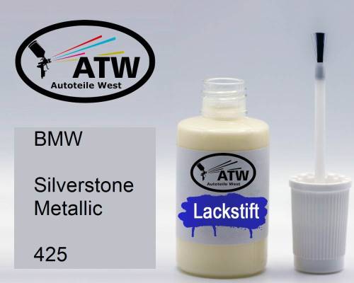 BMW, Silverstone Metallic, 425: 20ml Lackstift, von ATW Autoteile West.